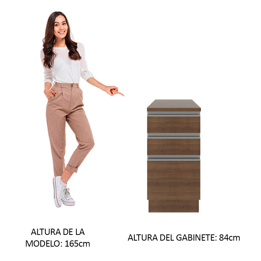 Bajo Mesada 40 cm 3 Cajones Glamy Marrón - Image 5