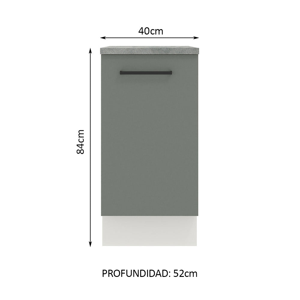 Bajo Mesada 40 cm Sin cajones 1 Puerta Agata Blanco/Gris - Image 2