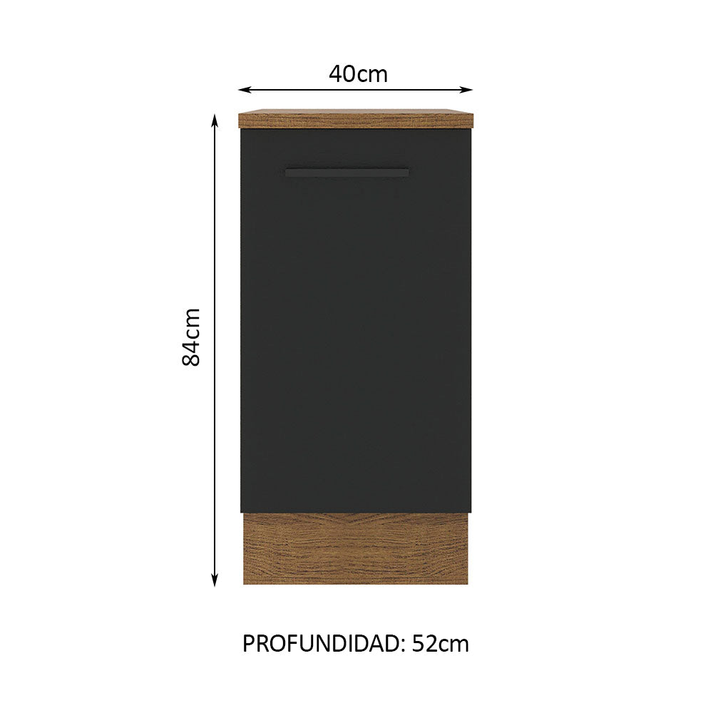 Bajo Mesada 40 cm Sin cajones 1 Puerta Agata Marrón/Negro - Image 2