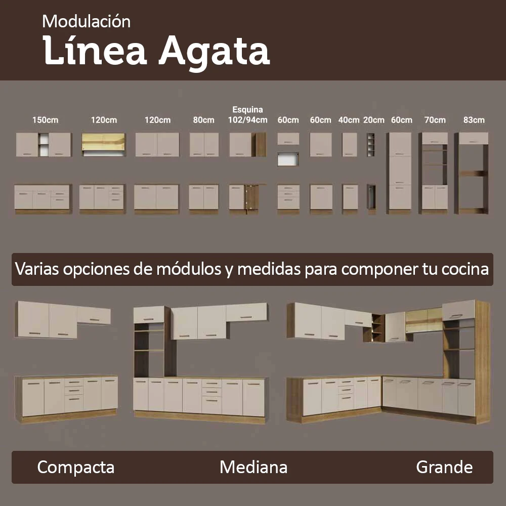 Bajo Mesada 50 x 60 cm 1 Puerta (con mesada) Ágata Marrón/Crema - Image 8
