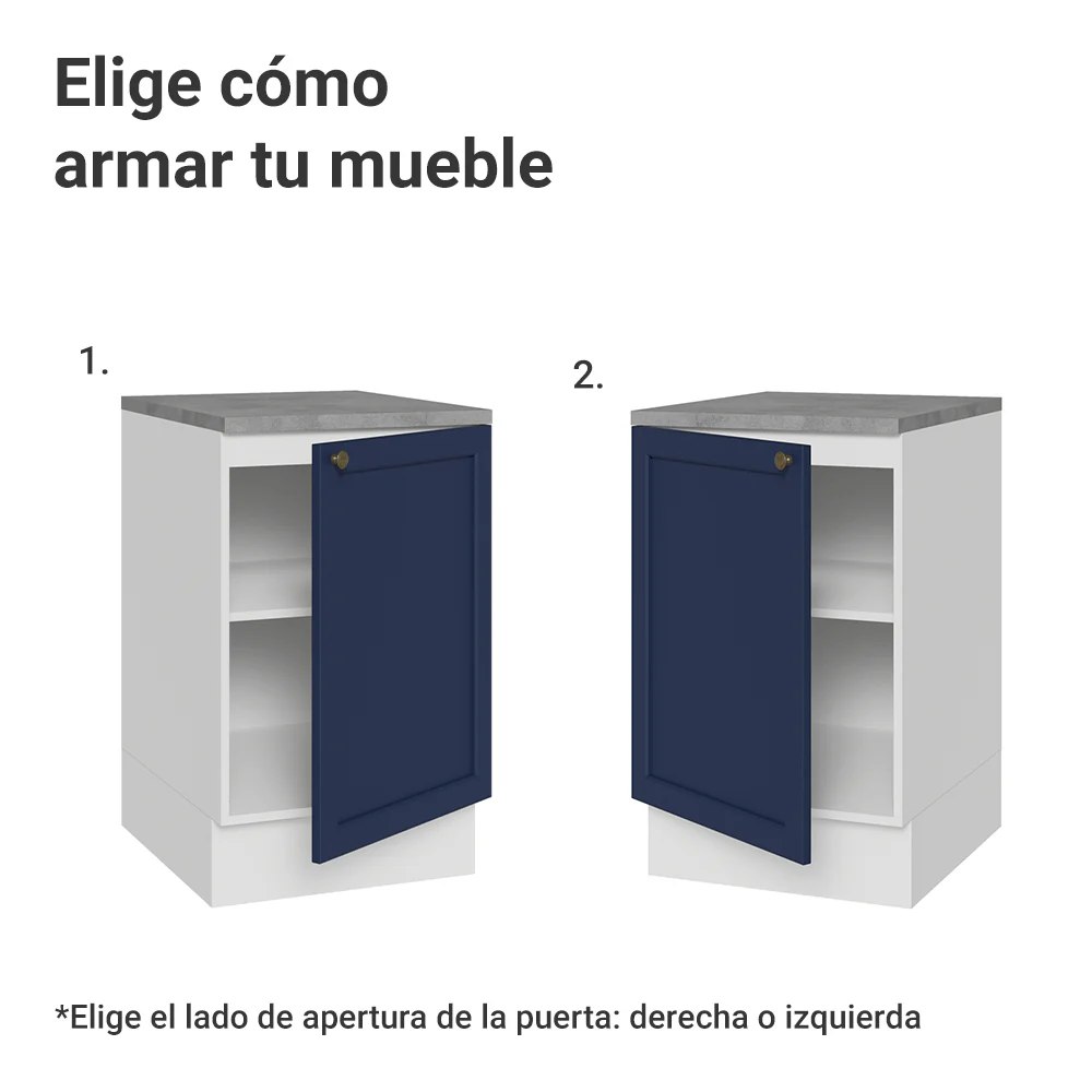 Bajo Mesada 50cm 1 puerta Blanco/Azul Vik Madesa - Image 4