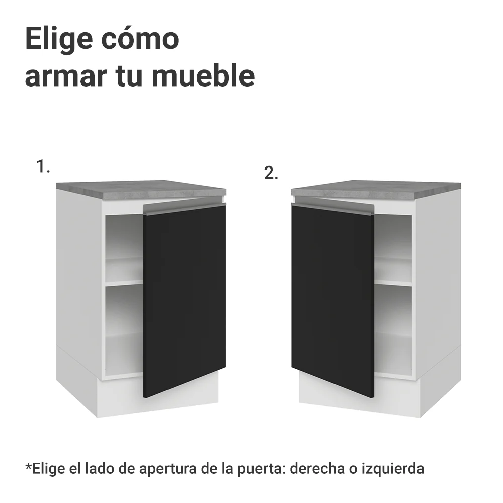 Bajo Mesada 50cm 1 Puerta Blanco/Negro Glamy Madesa - Image 4