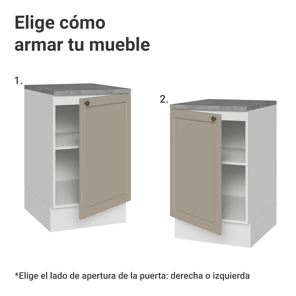 Bajo Mesada 50cm 1 Puerta (Con Mesada) Blanco/Crema Vik Madesa - Image 4