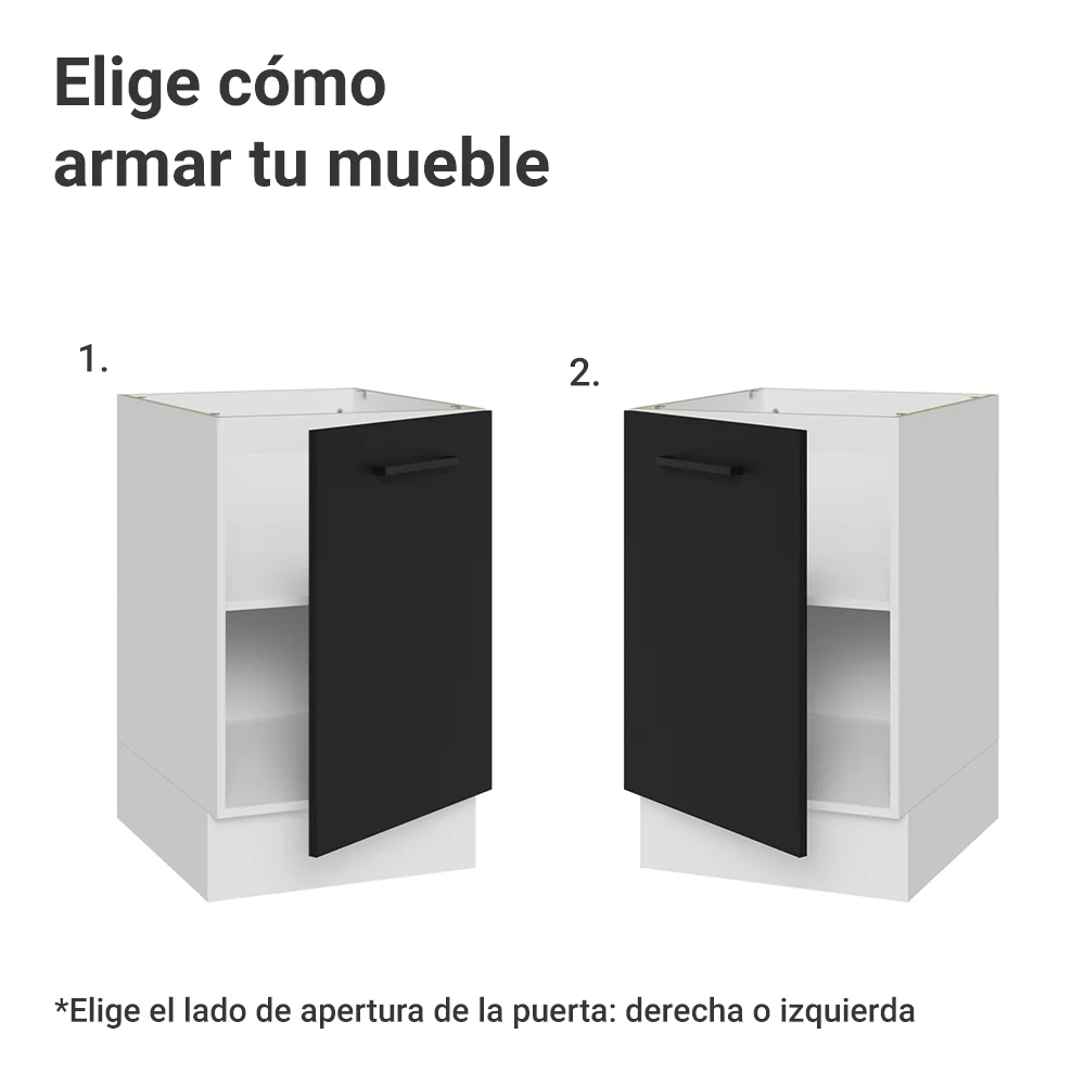 Bajo Mesada 50cm 1 Puerta (Sin Mesada) Blanco/Negro Agata Madesa - Image 4