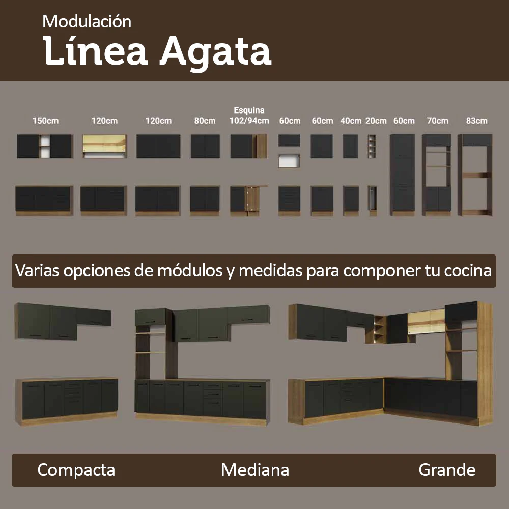 Bajo Mesada 50cm 1 Puerta (Sin Mesada) Marrón/Negro Agata Madesa - Image 9