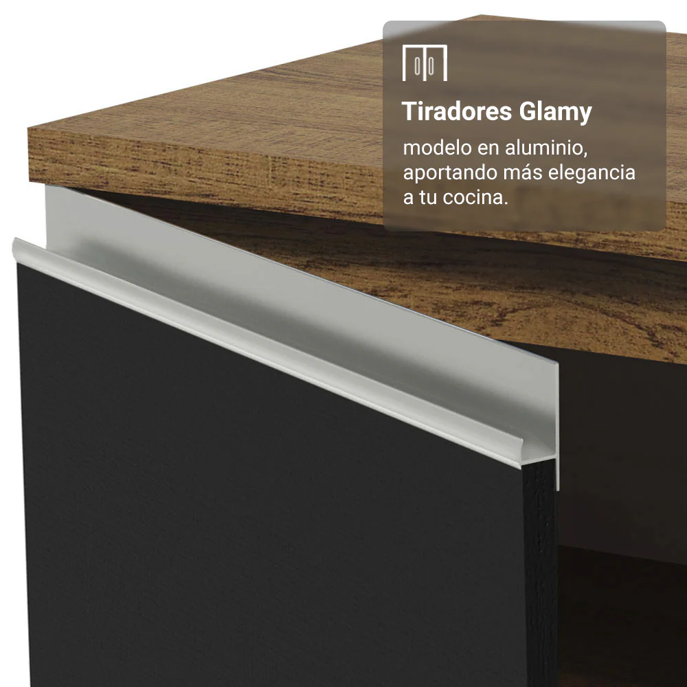 Bajo Mesada 50cm 1 Puerta (Sin Mesada) Marrón/Negro Glamy Madesa - Image 7