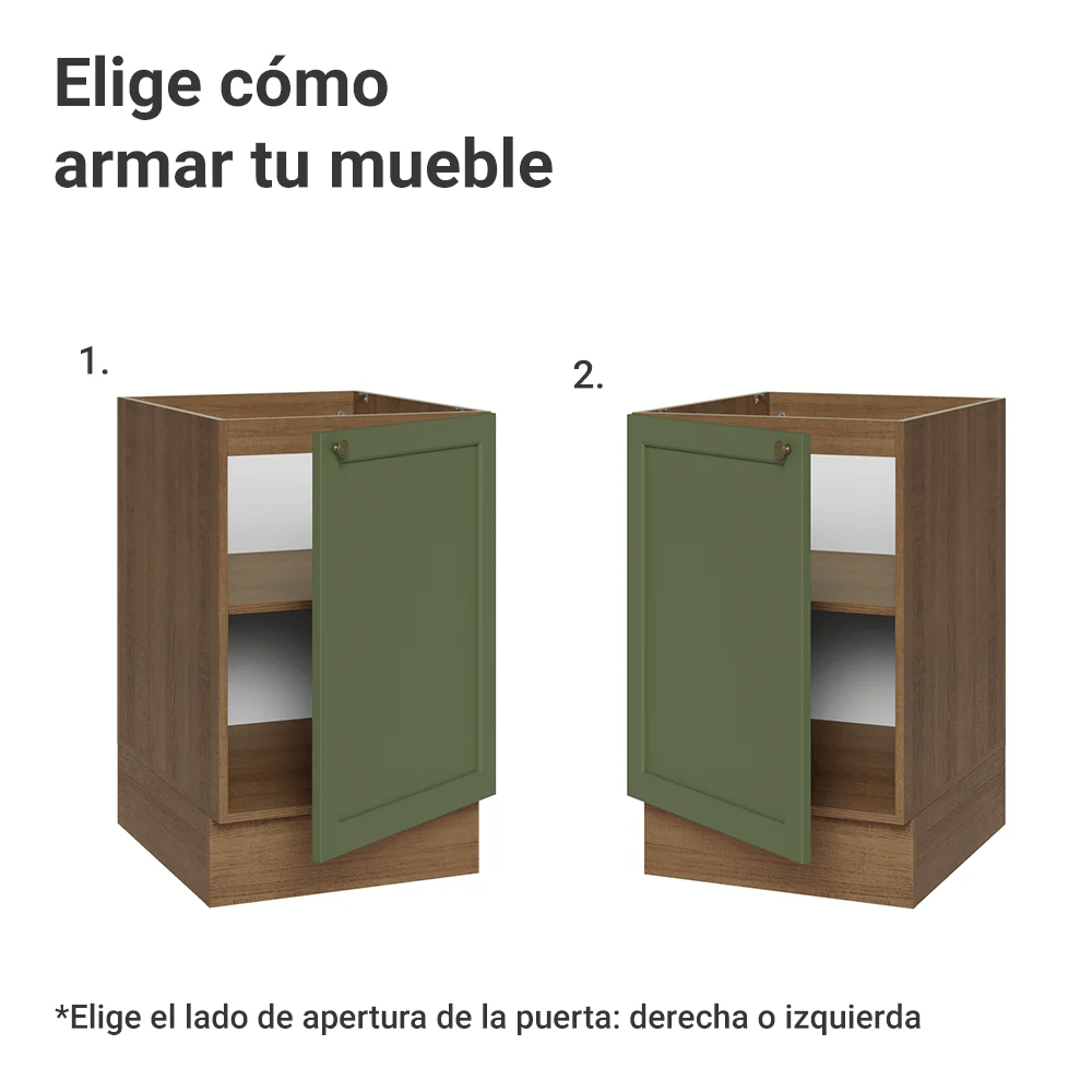 Bajo Mesada 50cm 1 Puerta (Sin Mesada) Marrón/Verde Vik Madesa - Image 4