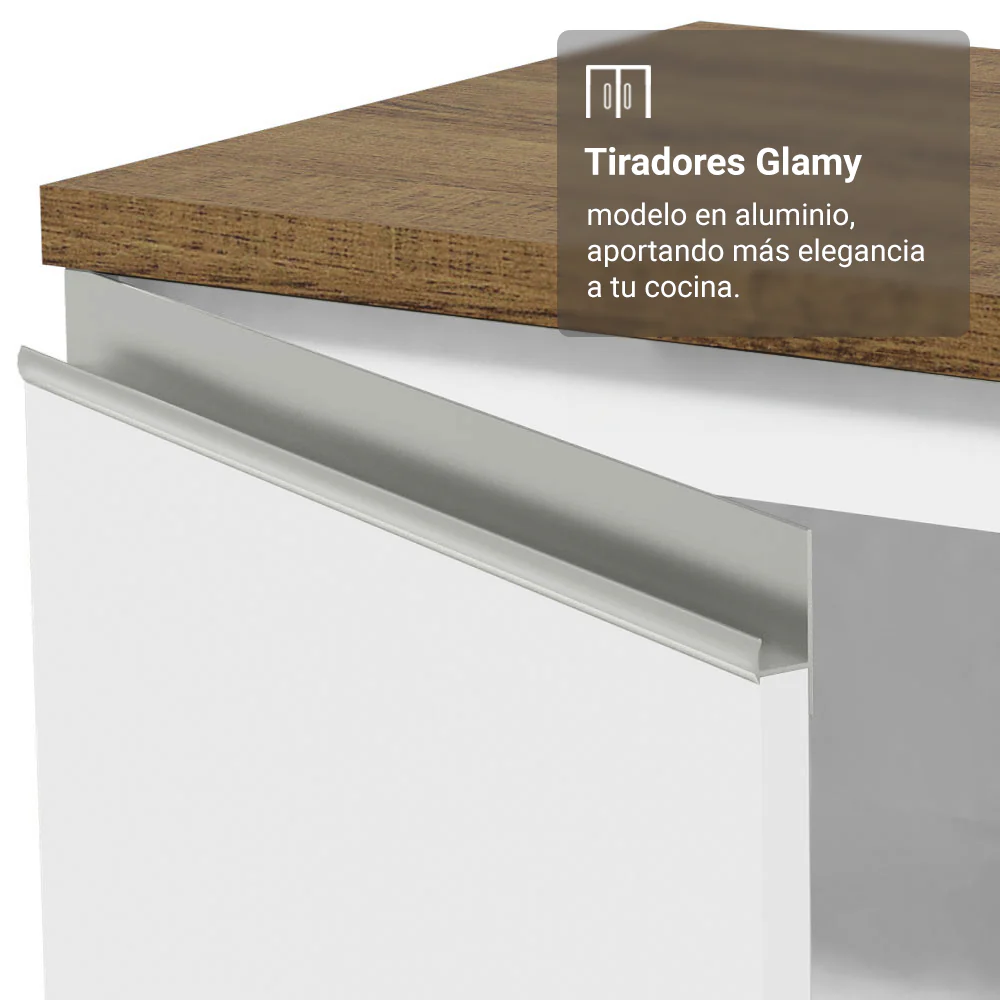 Bajo Mesada 50x60cm 1 Puerta (con mesada) Blanco/Marrón Glamy - Image 6