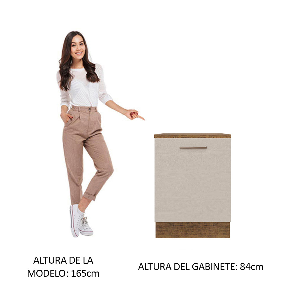 Bajo Mesada 60 cm 1 Puerta Agata Marrón/Crema - Image 3