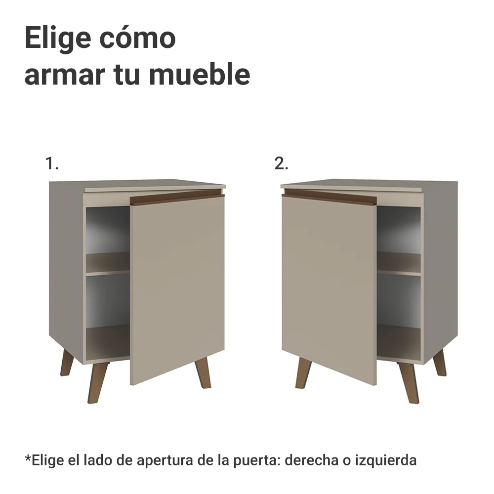 Bajo Mesada 60 cm 1 Puerta Con Patas Nice Crema - Image 6