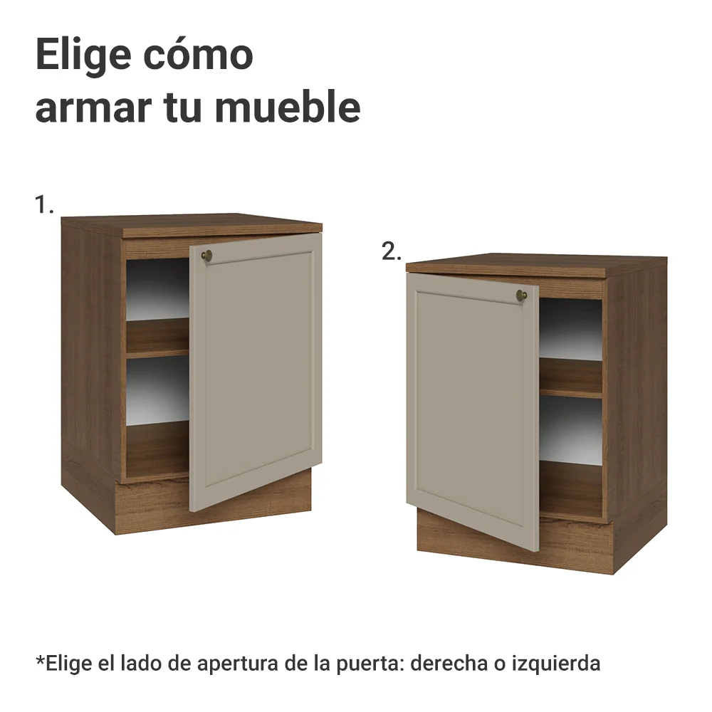 Bajo Mesada 60 cm 1 Pueta Marrón/Crema Vik Madesa - Image 4