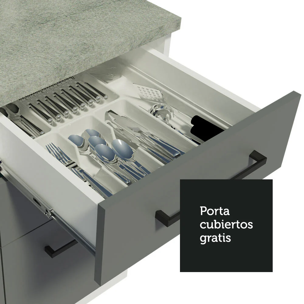Bajo Mesada 60 cm 3 Cajones Agata Blanco/Gris - Image 6