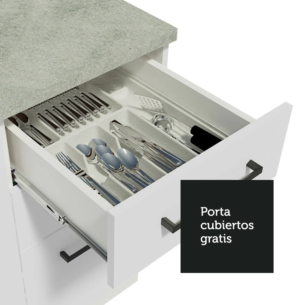 Bajo Mesada 60 cm 3 Cajones Blanco Agata - Image 5