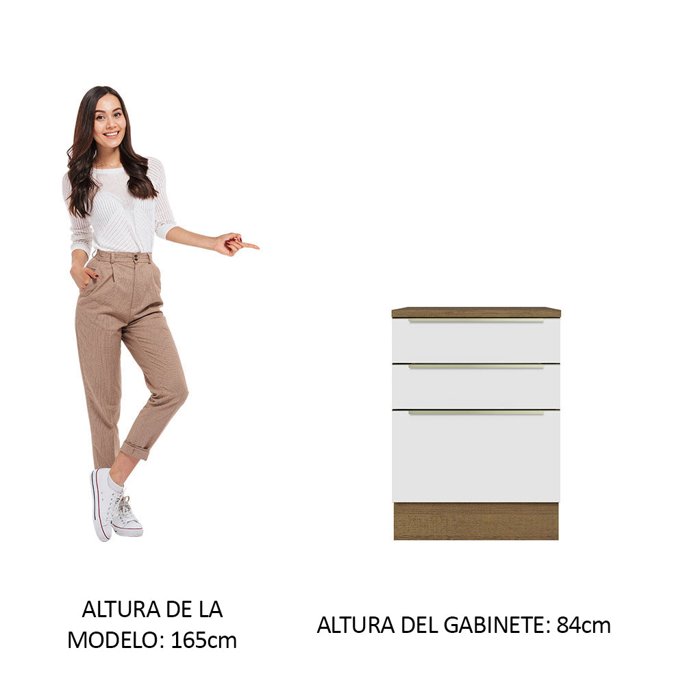 Bajo Mesada 60 cm x 60 cm, 3 Cajones Lux Marrón/Blanco - Image 3