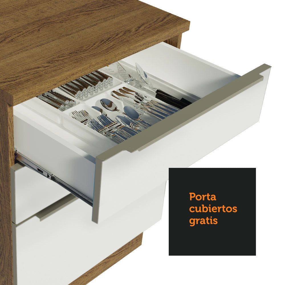 Bajo Mesada 60 cm x 60 cm, 3 Cajones Lux Marrón/Blanco - Image 6