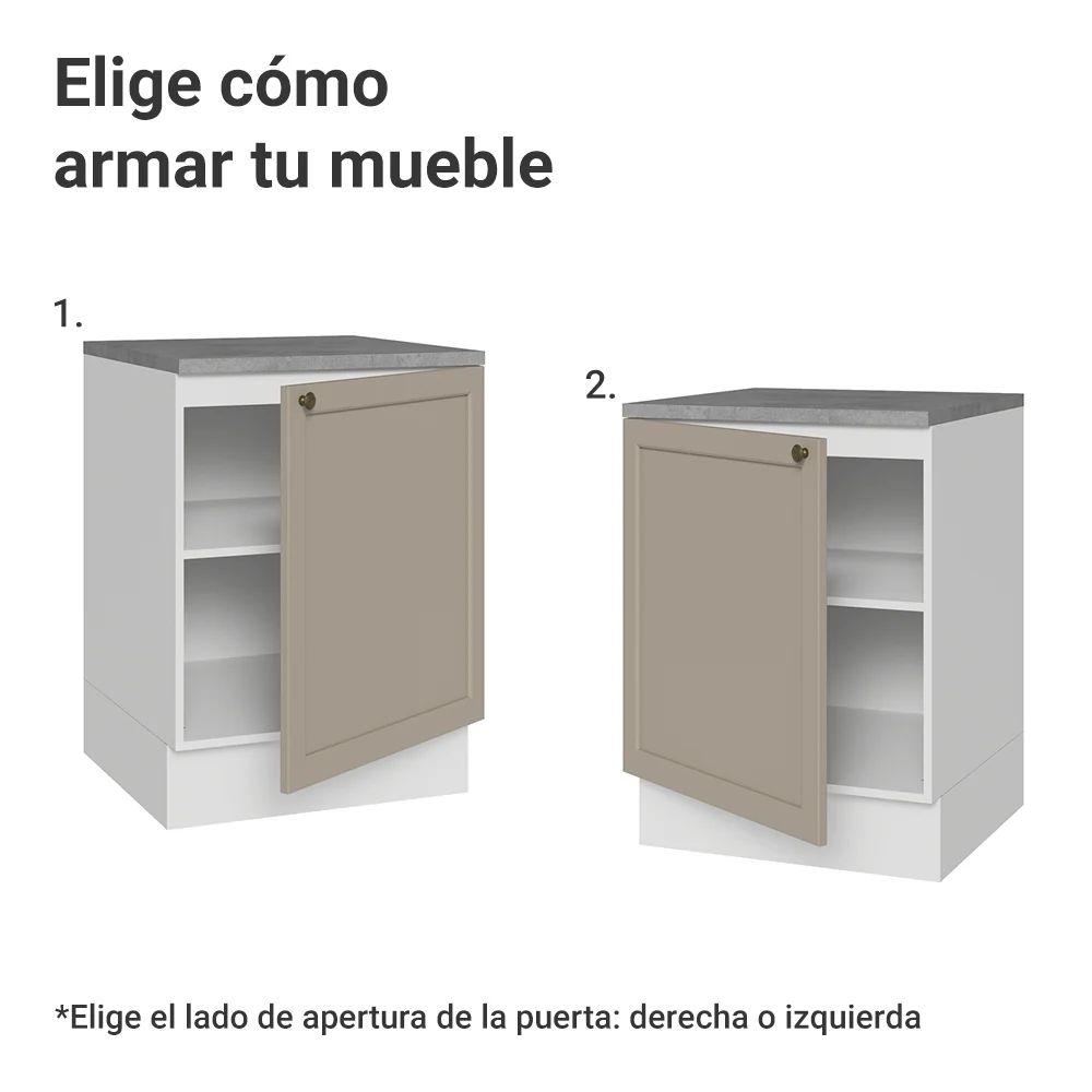 Bajo Mesada 60 x 60 cm 1 Puerta (Con Mesada) Blanco/Crema Vik Madesa - Image 4