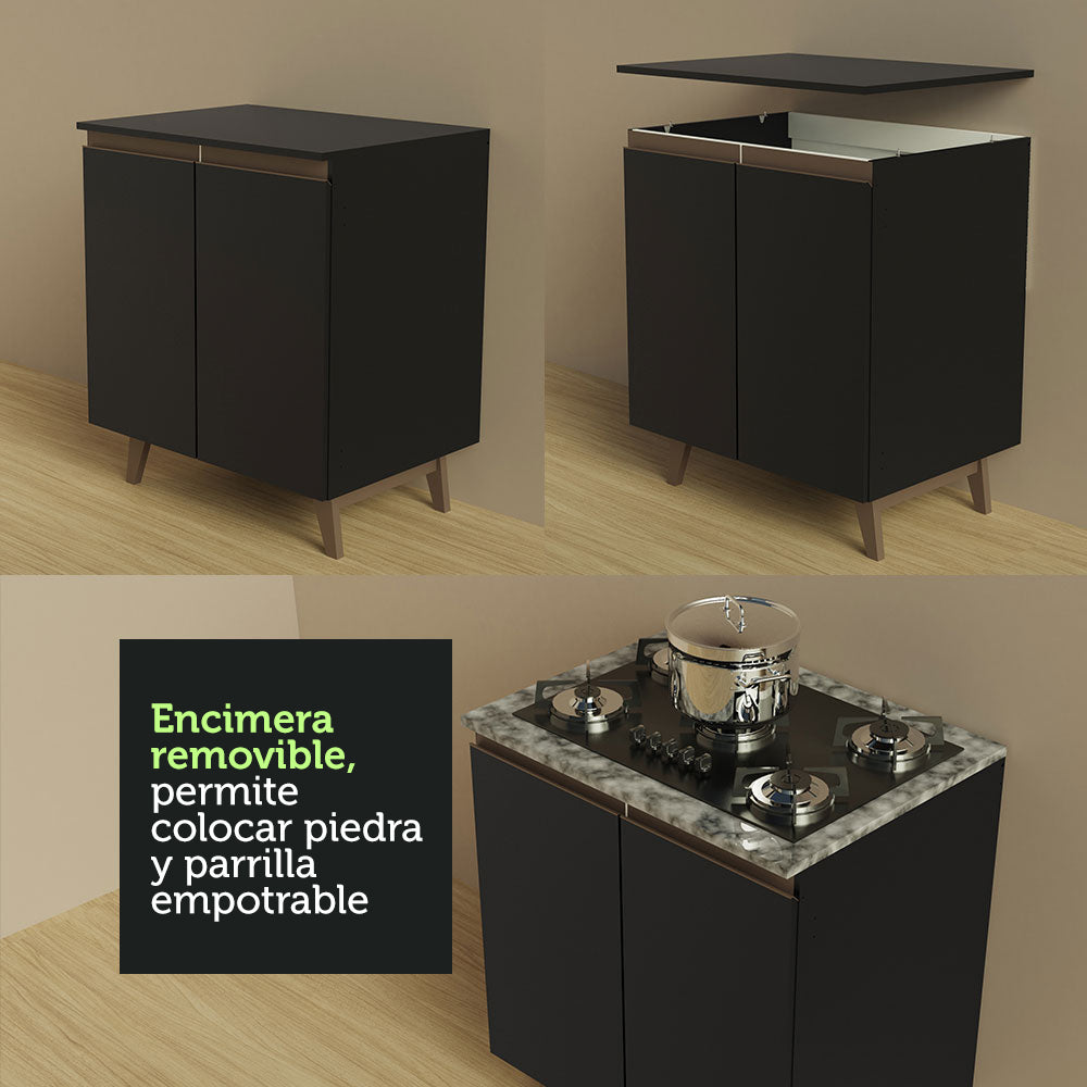 Bajo Mesada 70 cm 2 Puertas Reims Negro - Image 7