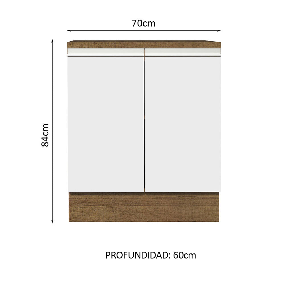 Bajo Mesada 70 x 60 cm 2 Puertas (Con Mesada) Marrón/Blanco Glamy Madesa - Image 2