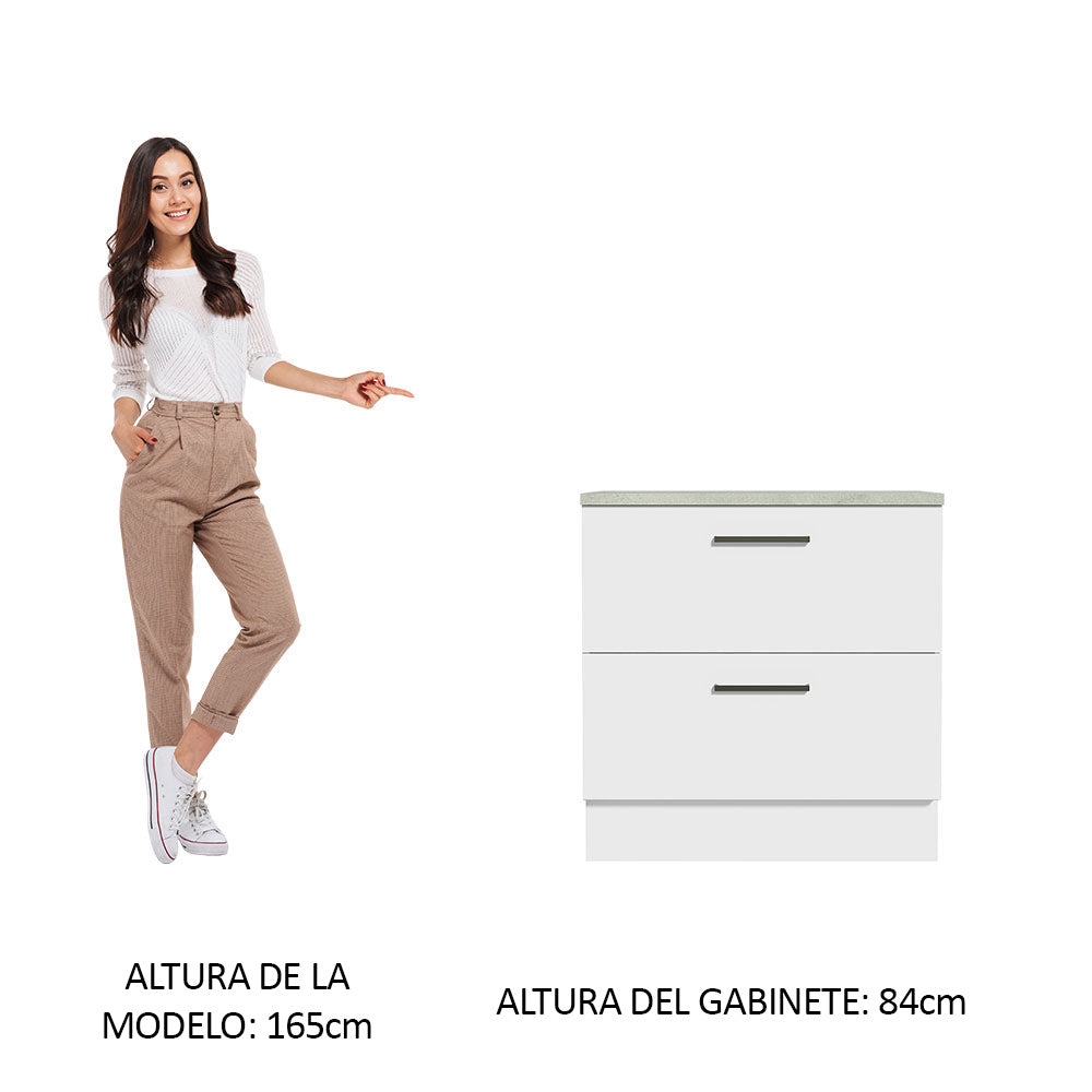 Bajo Mesada 80 cm 2 Cajones Agata Blanco - Image 3