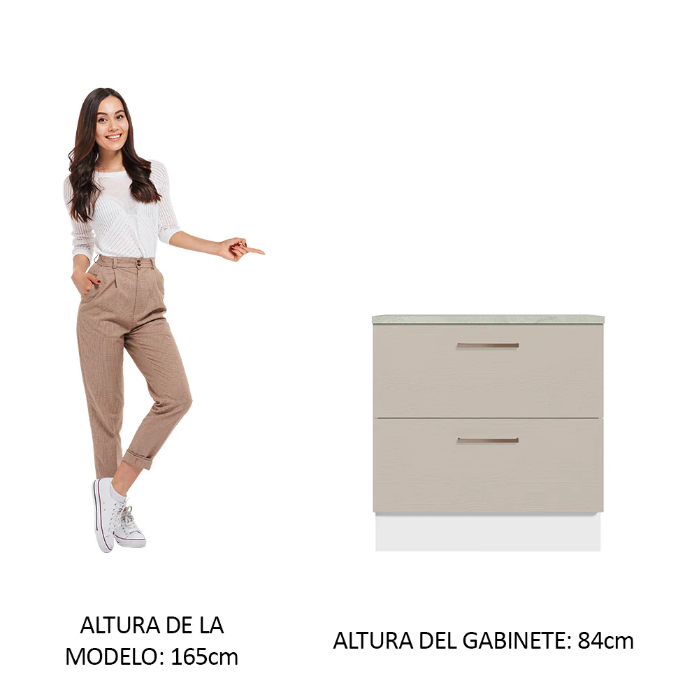Bajo Mesada 80 cm 2 Cajones Agata Blanco/Crema - Image 4