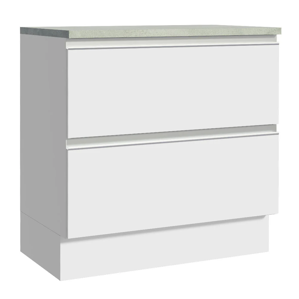 Bajo Mesada 80 cm 2 Cajones Blanco Glamy Madesa - Blanco