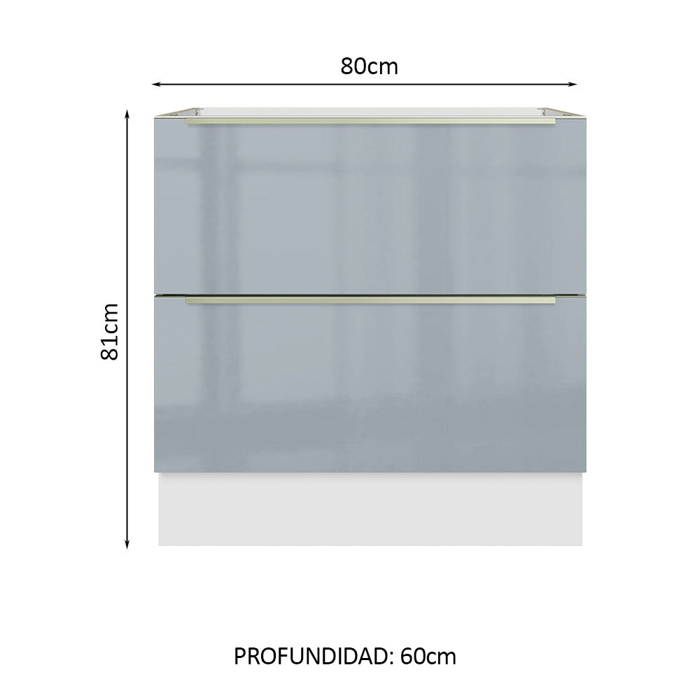 Bajo Mesada 80 cm x 60 cm, 2 Cajones Lux Blanco/Gris - Image 2