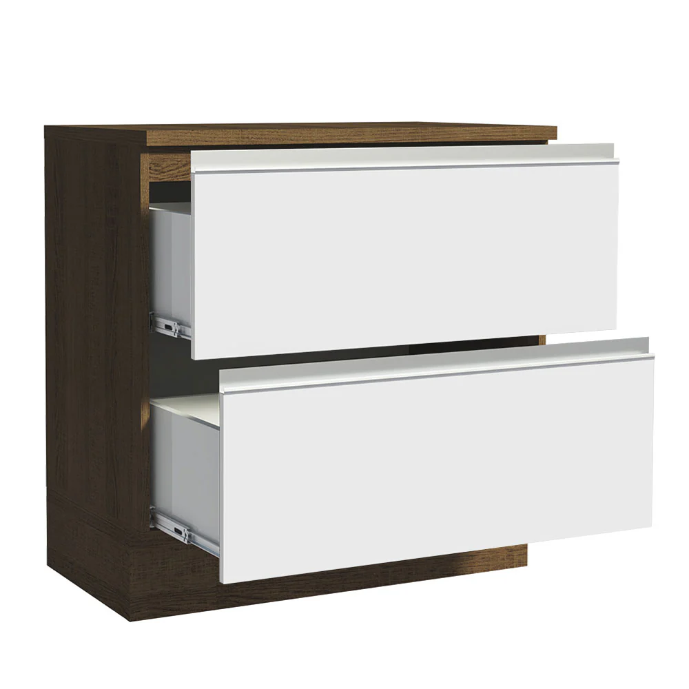 Bajo Mesada 80 cm 2 Cajones Marrón/Blanco Glamy Madesa - Image 3