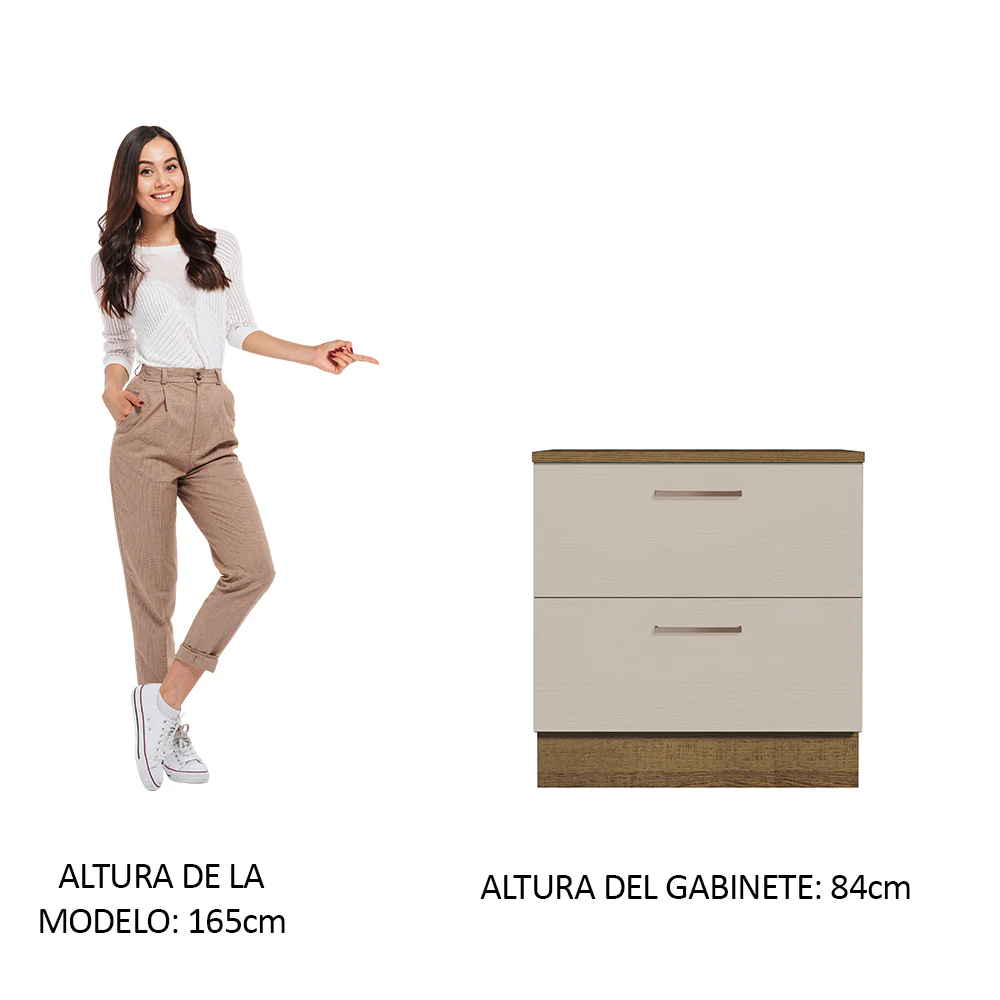 Bajo Mesada 80 cm 2 Cajones Marrón/Crema Agata Madesa - Image 4