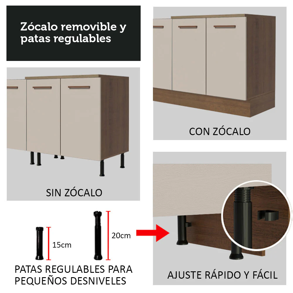 Bajo Mesada 80 cm 2 Cajones Marrón/Crema Agata Madesa - Image 8