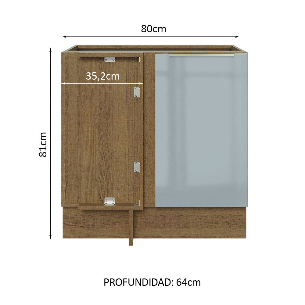 Bajo Mesada 80 cm x 60 cm, Sin cajones 1 Puerta Lux Marrón/Gris - Image 2