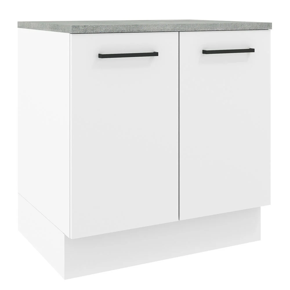 Bajo Mesada 80 cm x 60 cm, 2 Puertas (Con Mesada) Agata Blanco