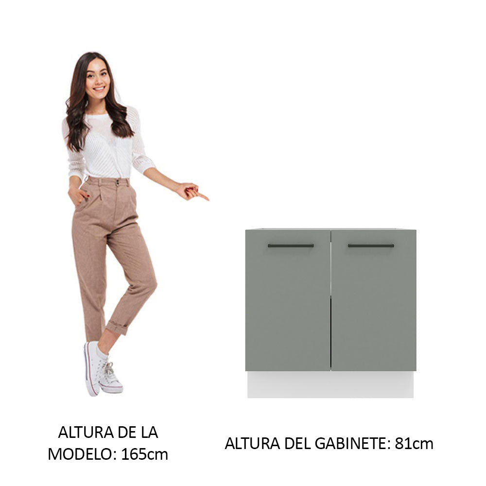 Bajo Mesada 80 cm x 60 cm, 2 Puertas Agata Blanco/Gris - Image 3