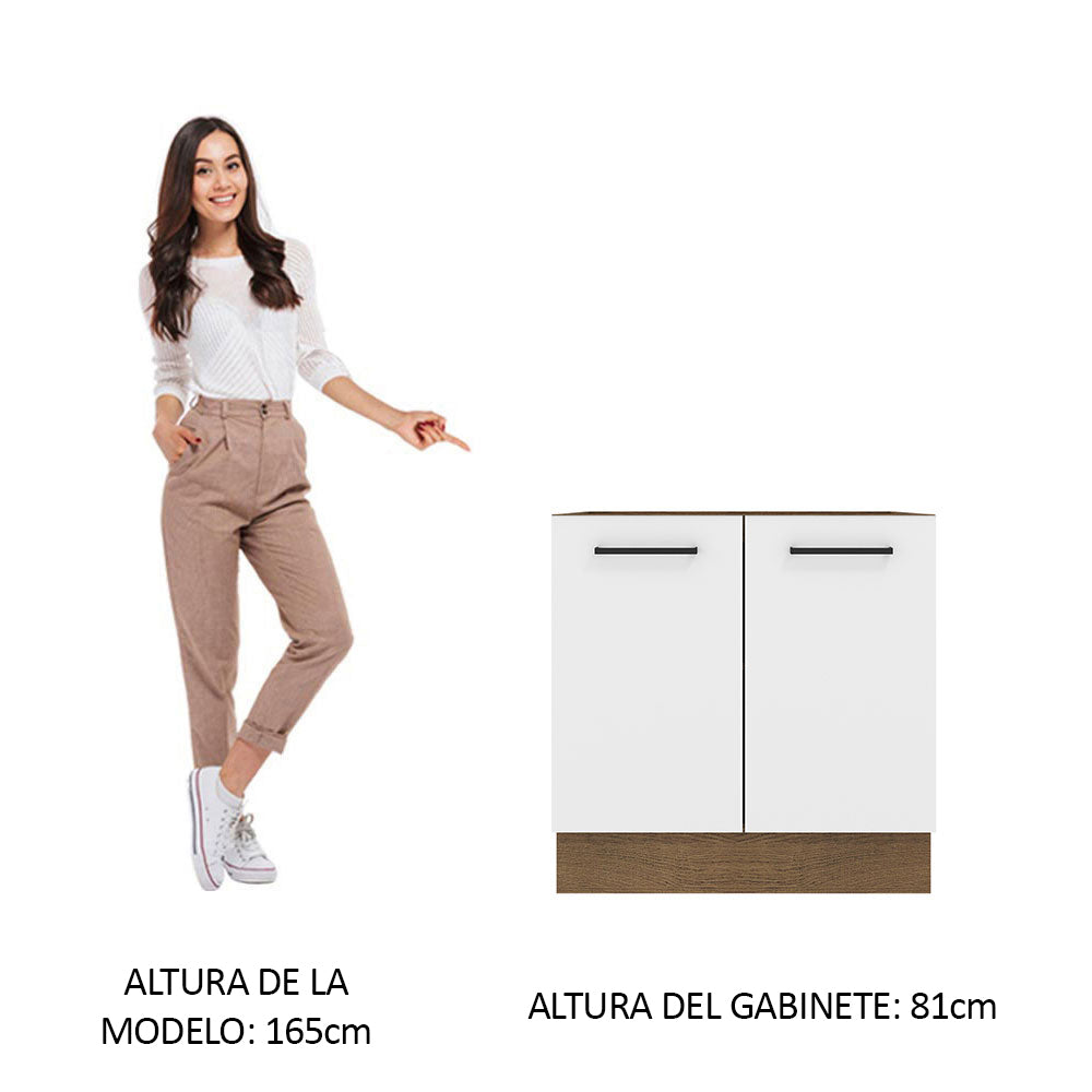 Bajo Mesada 80 cm x 60 cm, 2 Puertas Agata Marrón/Blanco - Image 3
