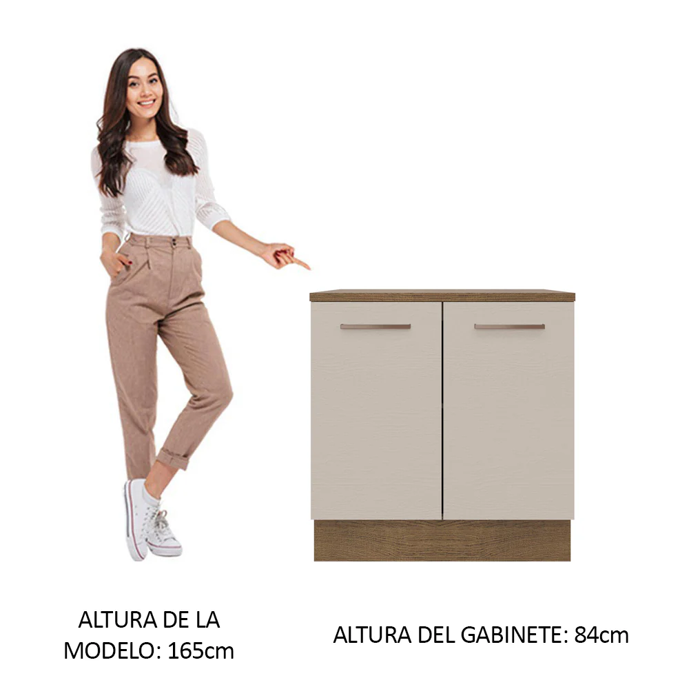 Bajo Mesada 80 cm  x 60 cm, 2 Puertas Agata Marrón/Crema - Image 3