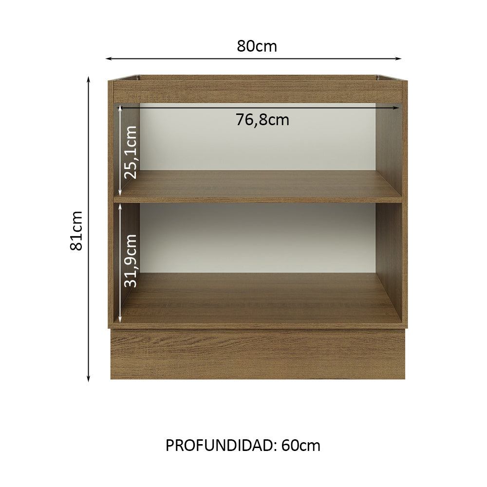 Bajo Mesada 80 cm x 60 cm, 2 Puertas Glamy Marrón/Blanco - Image 3