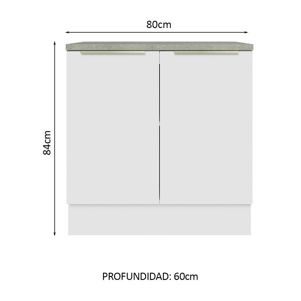 Bajo Mesada 80 cm x 60 cm, Sin cajones 2 Puertas Lux Blanco/Blanco - Image 2