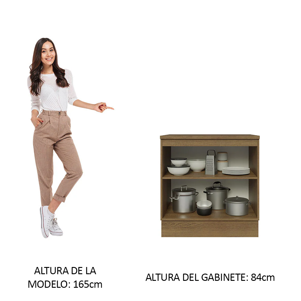 Bajo Mesada 80 cm x 60 cm,  2 Puertas Lux Marrón/Negro - Image 4