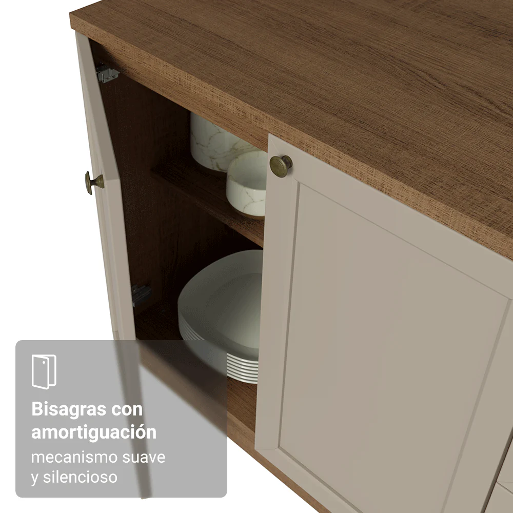 Bajo Mesada 80 x 60 cm 2 Puetas (Con Mesada) Marrón/Crema Vik Madesa - Image 8