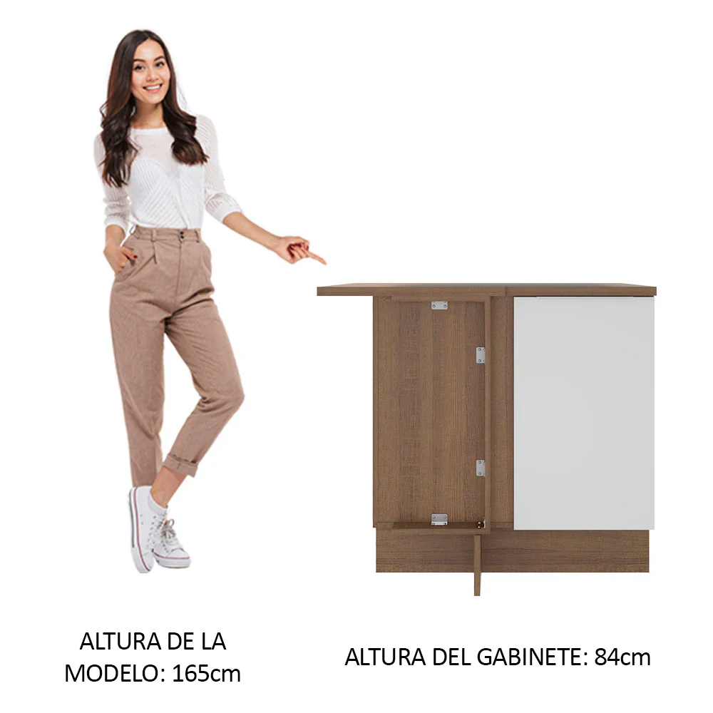 Bajo Mesada 94 cm Sin cajones 1 Puerta Stella Marrón/Blanco - Image 5