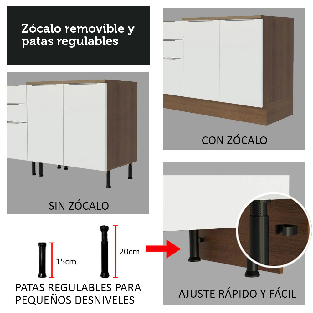 Bajo Mesada 94 cm Sin cajones 1 Puerta Stella Marrón/Blanco - Image 7