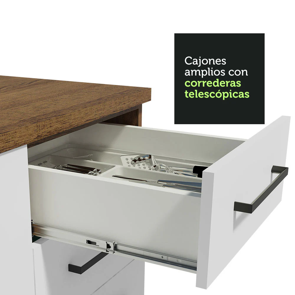 Bajo Mesada Agata 150 cm 2 Puertas y 2 Cajones (Sin Mesada) Marrón/Blanco - Image 4
