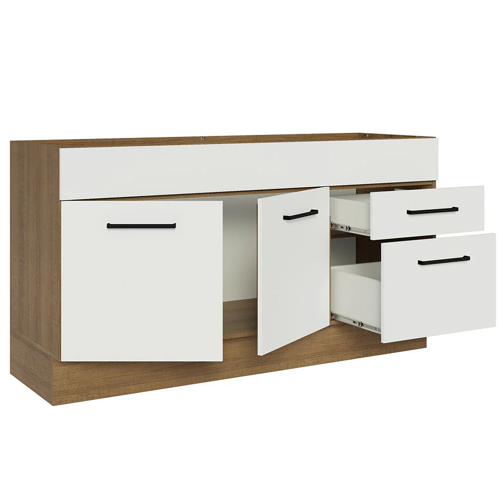 Bajo Mesada Agata 150 cm 2 Puertas y 2 Cajones (Sin Mesada) Marrón/Blanco - Image 5