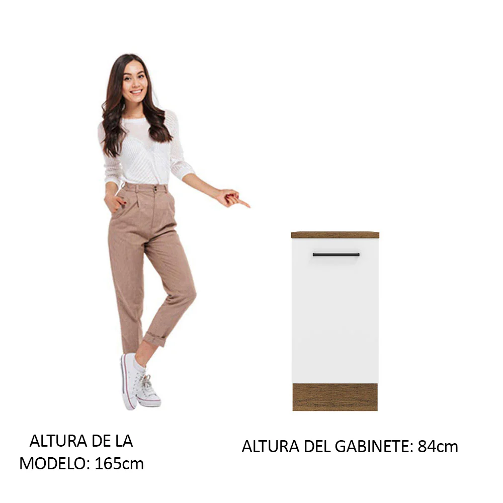 Bajo Mesada Agata 40 cm 1 Puerta Marrón/Blanco - Image 5