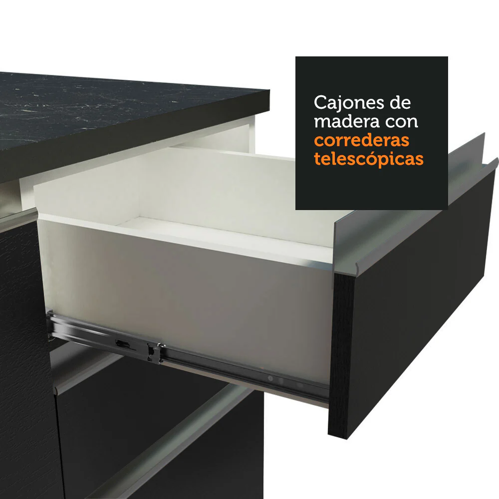 Bajo Mesada para Bacha 100% MDF 120 cm 2 Puertas (Sin Mesada y Bacha) Blanco/Negro Acordes Madesa - Image 4