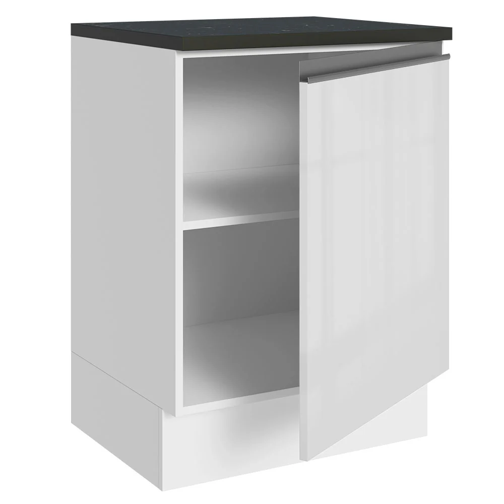 Bajo Mesada Cocina 100% MDF 60 cm 1 Puerta Frente Blanco Brillante Acordes Madesa - Image 7