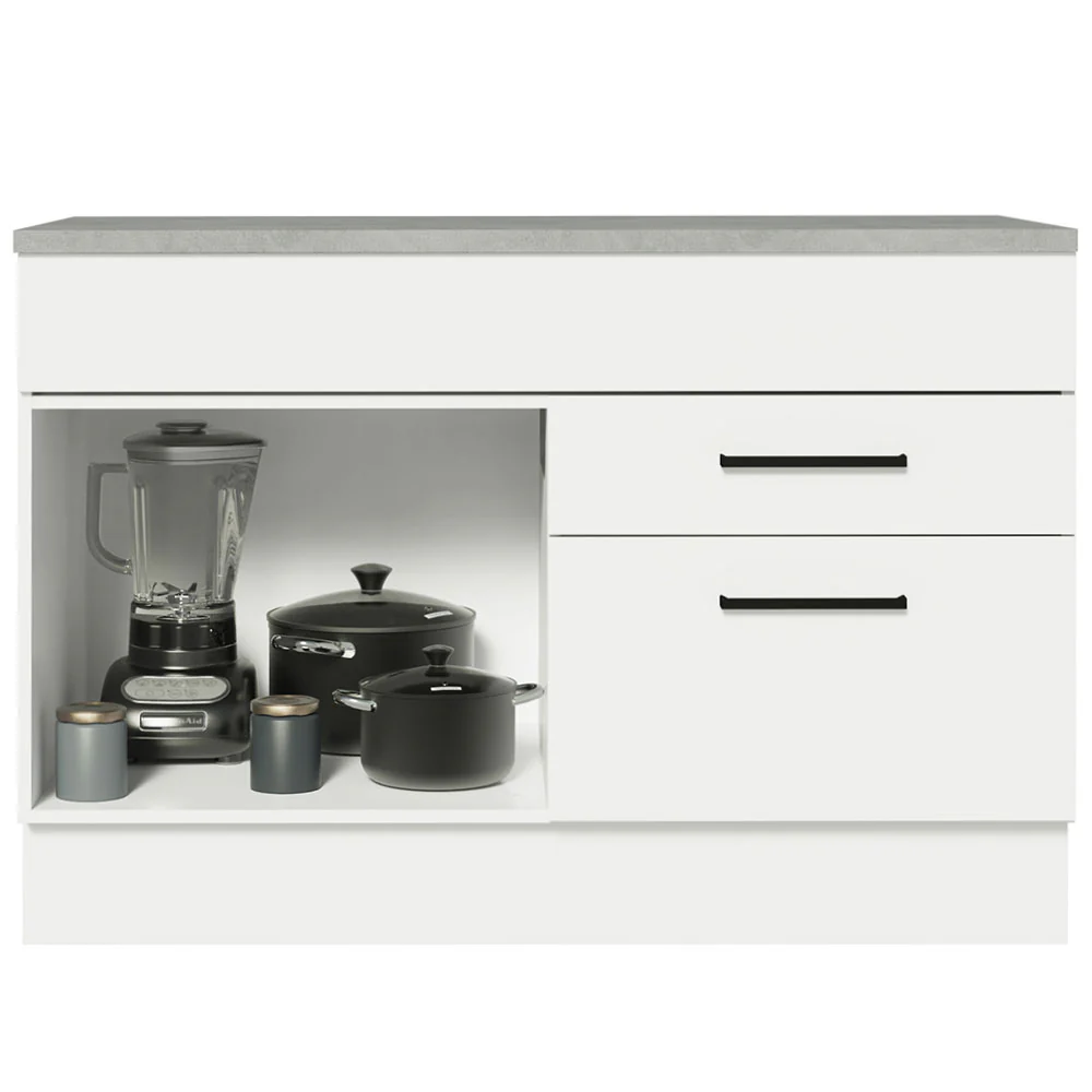 Bajo Mesada Cocina 120 x 60 cm 1 Puerta 2 Cajones Blanco (Con Mesada) Agata Madesa - Image 6