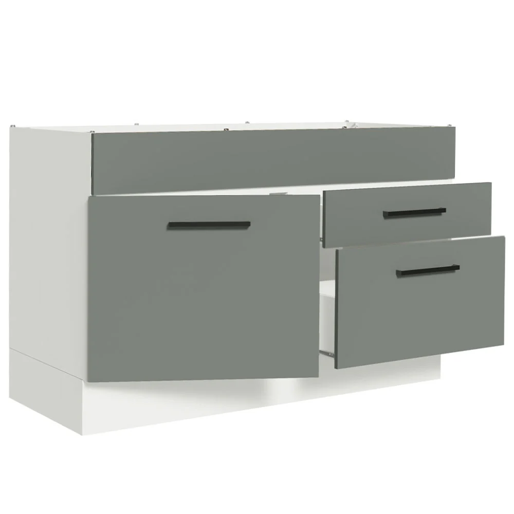 Bajo Mesada Cocina 120 x 60 cm 1 Puerta 2 Cajones (Sin Mesada) Blanco/Gris Agata Madesa - Image 6
