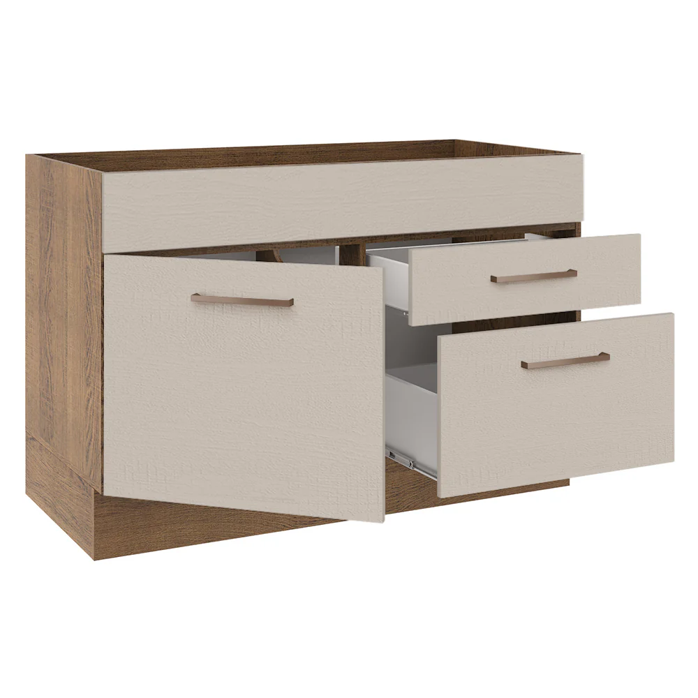 Bajo Mesada Cocina 120 x 60 cm 1 Puerta 2 Cajones Marrón/Crema (Sin Mesada) Agata Madesa - Image 6
