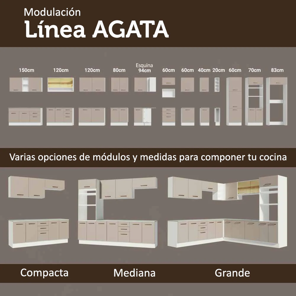 Bajo Mesada Cocina 120 x 60 cm 2 Puertas (Con Mesada) Blanco/Crema Agata Madesa - Image 8