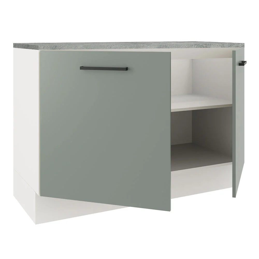 Bajo Mesada Cocina 120 x 60 cm 2 Puertas (Con Mesada) Blanco/Gris Agata Madesa - Image 6